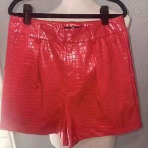 7 for all Mankind pink faux crocodile leather